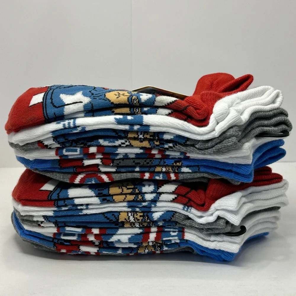 Marvel Avengers Captain America‎ Kids Ankle Socks 12 Pairs Shoe Size 3-9 New